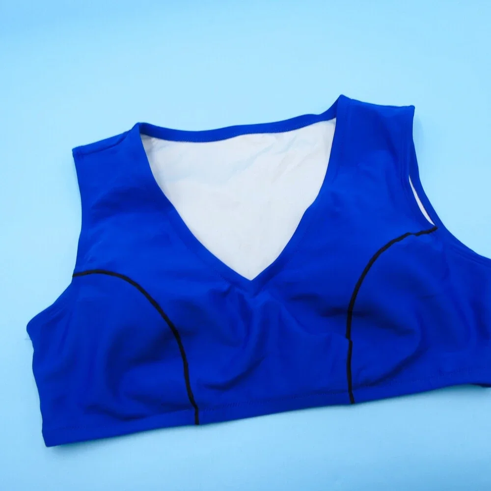 Victorias Secret XXL Blue V Neck Wide Lined Sleeveless Bikini‎ Top Swimwear New